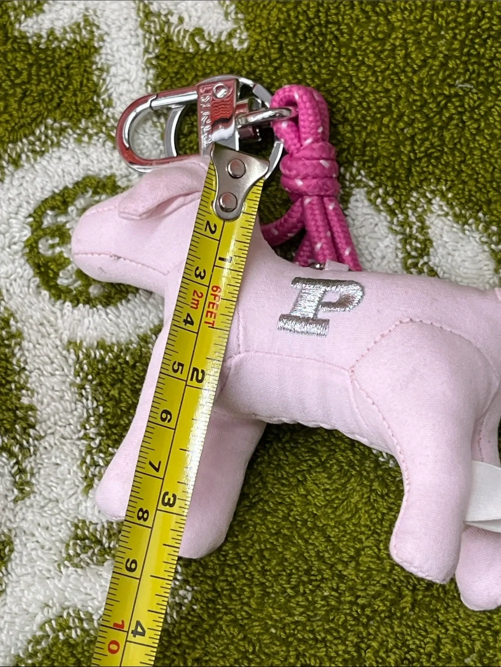 PINK Victoria's Secret Light Pink Dog Key & Card Holder with Silver 'P'